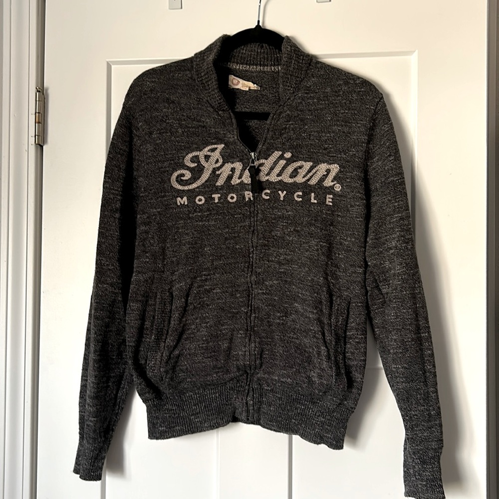 Indian Motorcycle & Lucky Brand Knit Full Zip Up Sweater Medium